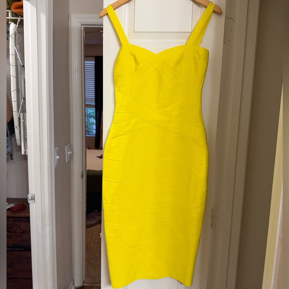 Bright Yellow Strap Sheath Dress